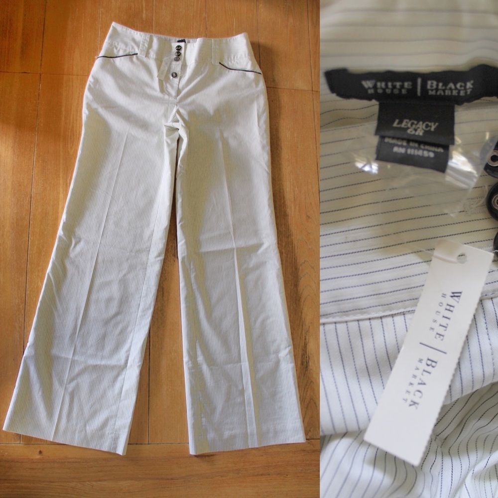 WHBM Wide Leg Striped Dress Pants 6 28 Brand New